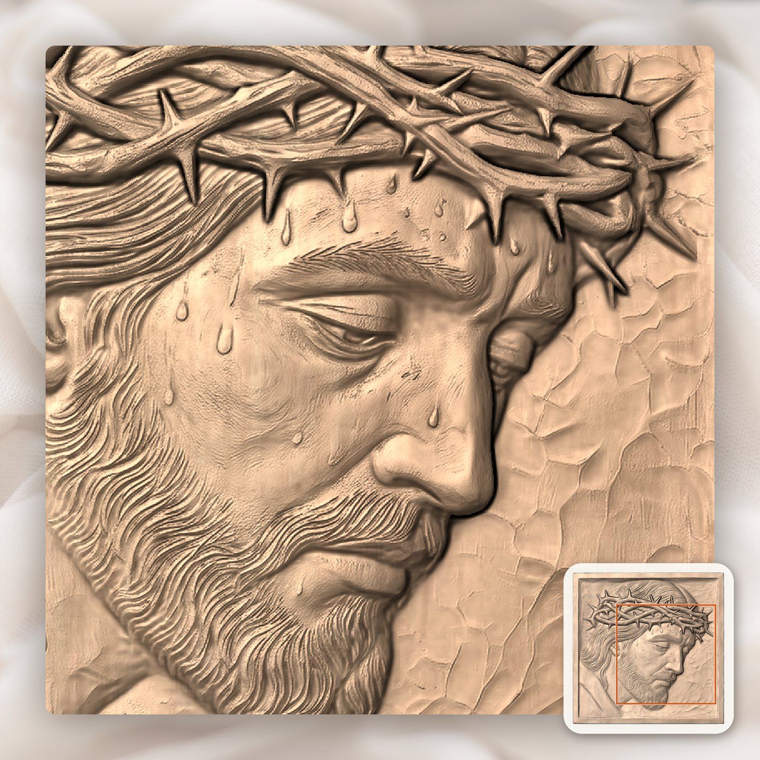 Jesus Christ Crown of Thorns CNC Relief STL bas-relief STL — view 10