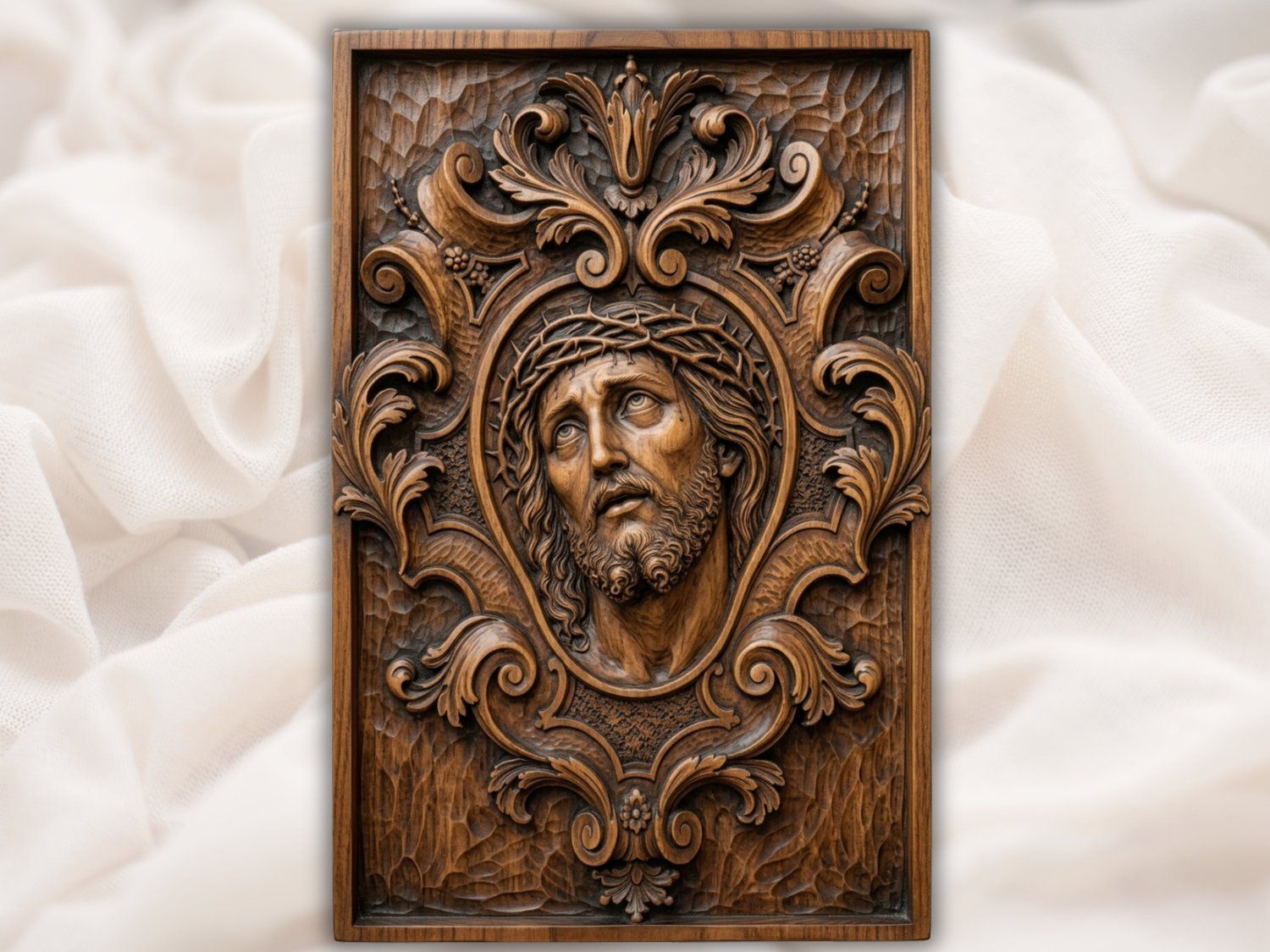 Jesus Christ Crown of Thorns Passion CNC Relief STL bas-relief STL — view 2