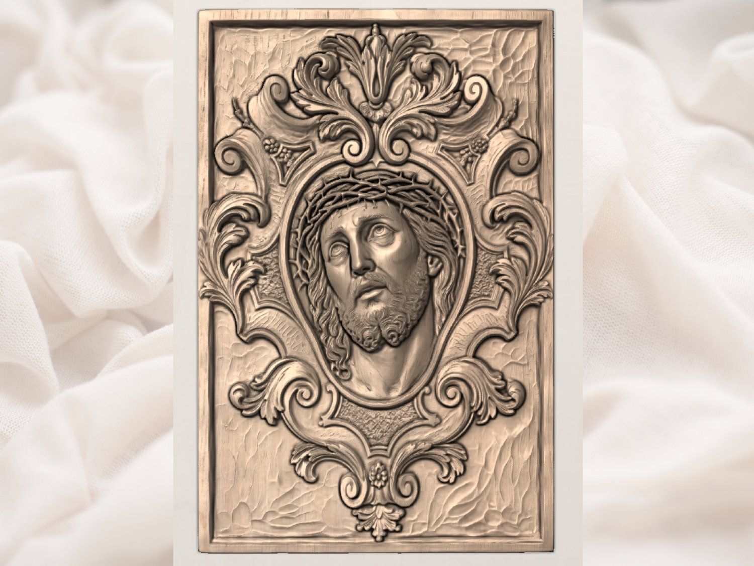 Jesus Christ Crown of Thorns Passion CNC Relief STL bas-relief STL — view 3