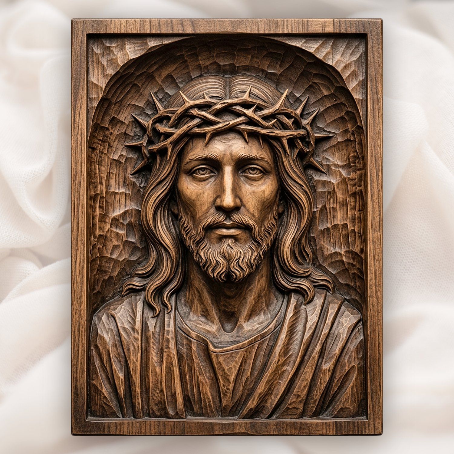 Jesus Christ Crown of Thorns Sacred Panel CNC Relief STL bas-relief STL design