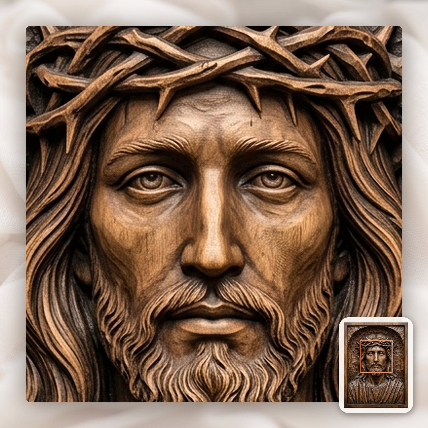 Jesus Christ Crown of Thorns Sacred Panel CNC Relief STL bas-relief STL — view 11