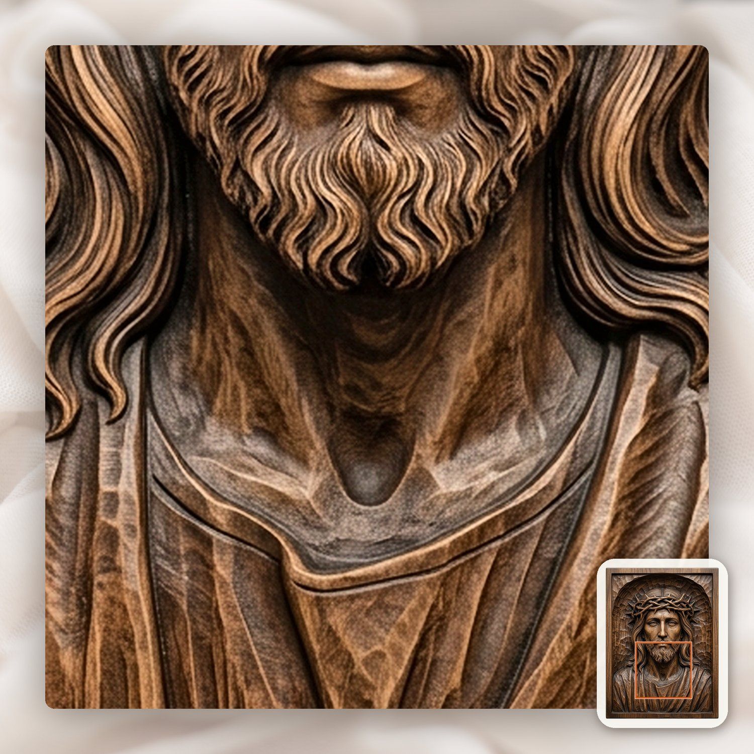 Jesus Christ Crown of Thorns Sacred Panel CNC Relief STL bas-relief STL — view 12