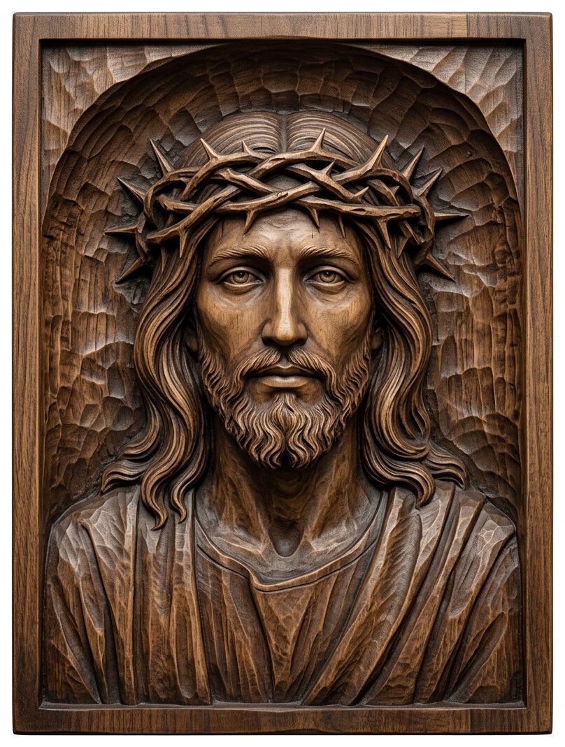 Jesus Christ Crown of Thorns Sacred Panel CNC Relief STL bas-relief STL — view 15