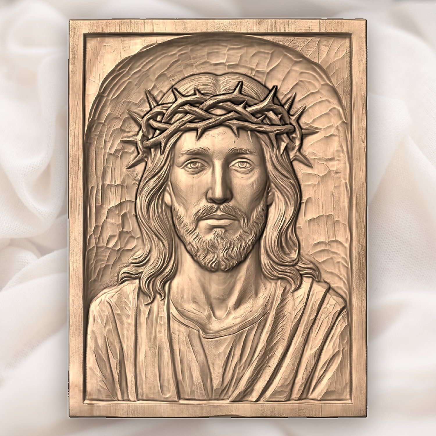 Jesus Christ Crown of Thorns Sacred Panel CNC Relief STL bas-relief STL — view 5