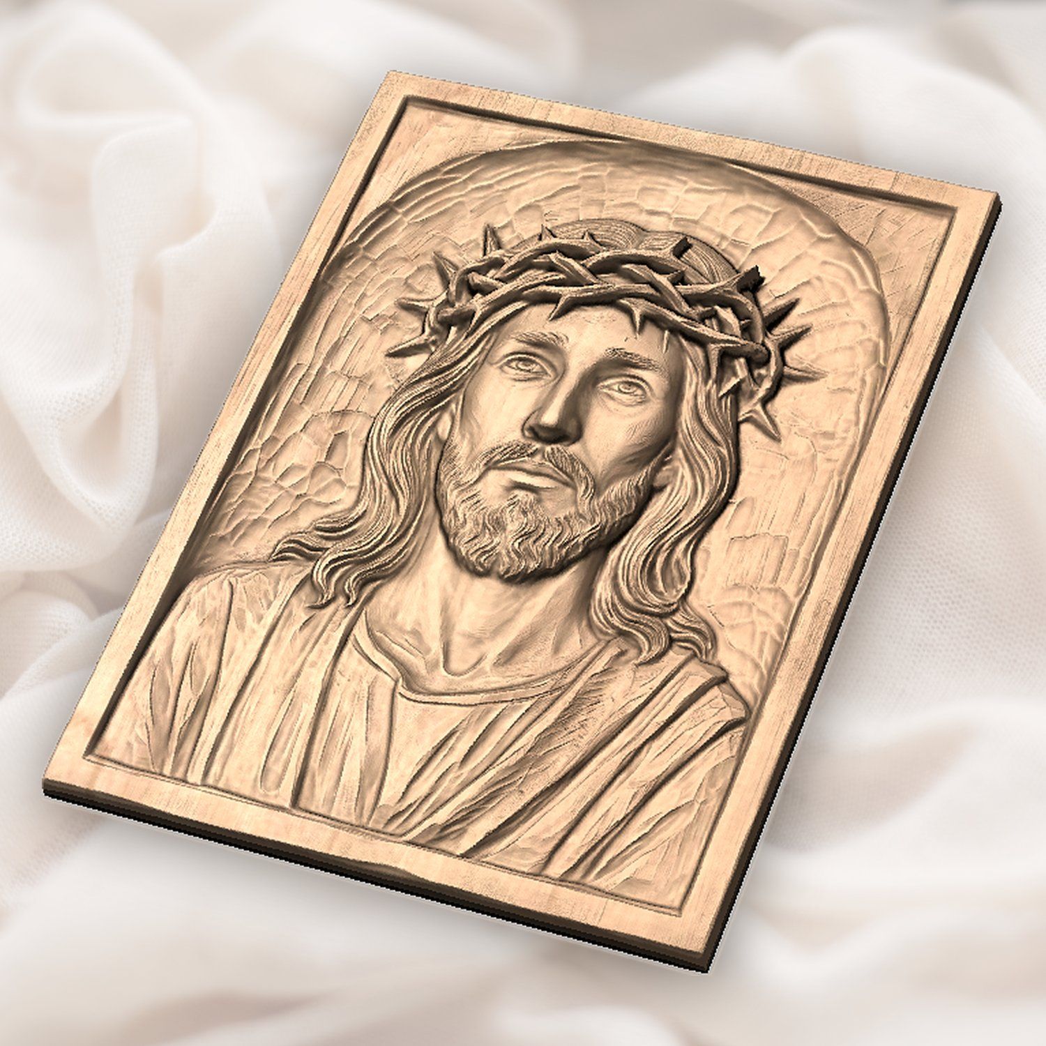 Jesus Christ Crown of Thorns Sacred Panel CNC Relief STL bas-relief STL — view 6