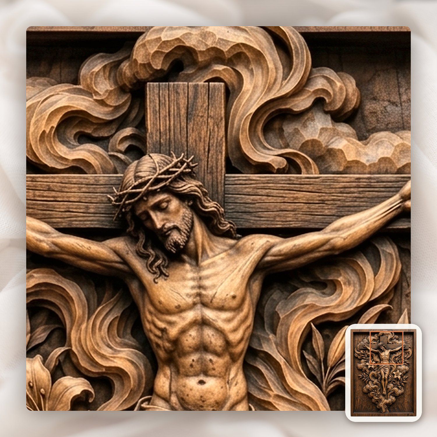Jesus Christ Crucifixion Scene CNC Relief STL bas-relief STL — view 11