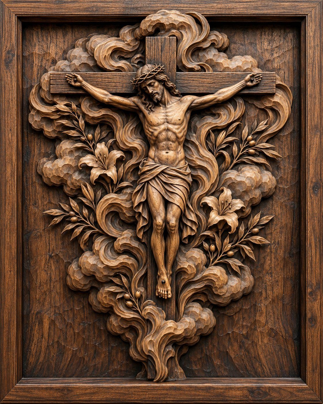 Jesus Christ Crucifixion Scene CNC Relief STL bas-relief STL — view 12