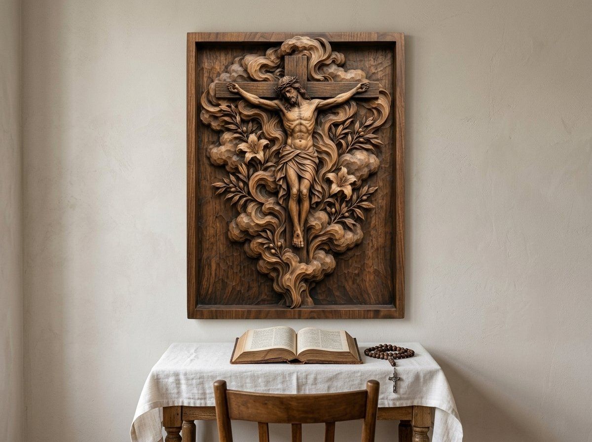 Jesus Christ Crucifixion Scene CNC Relief STL bas-relief STL — view 13