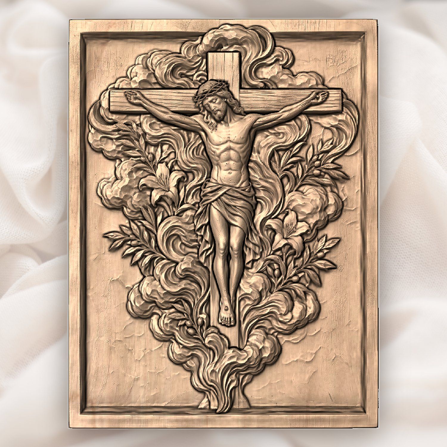 Jesus Christ Crucifixion Scene CNC Relief STL bas-relief STL — view 4