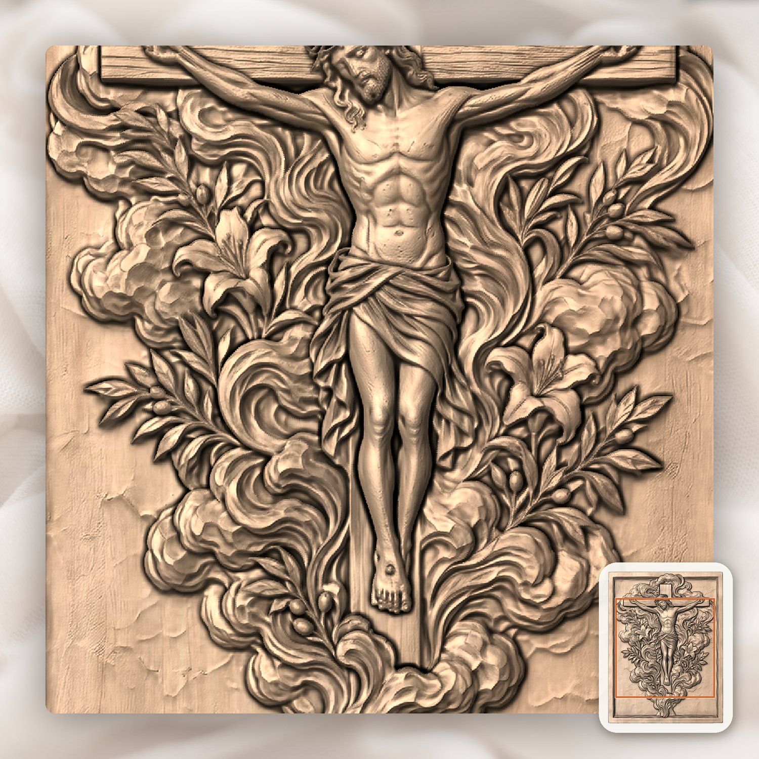Jesus Christ Crucifixion Scene CNC Relief STL bas-relief STL — view 6