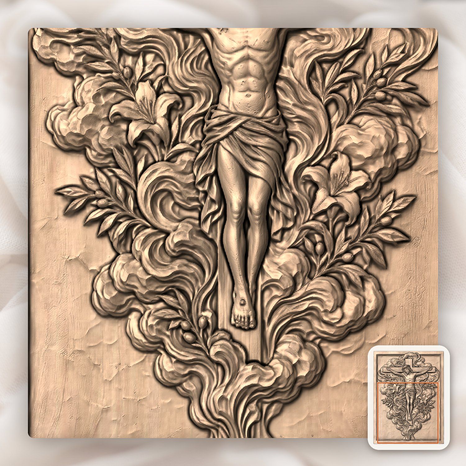 Jesus Christ Crucifixion Scene CNC Relief STL bas-relief STL — view 7