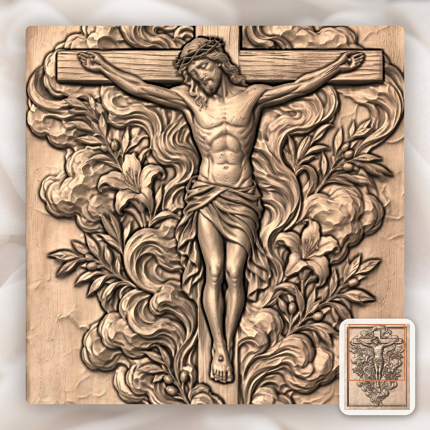 Jesus Christ Crucifixion Scene CNC Relief STL bas-relief STL — view 8