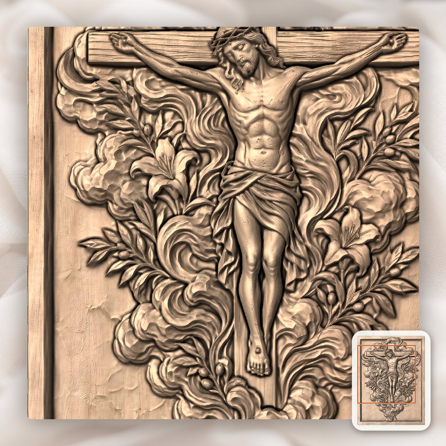Jesus Christ Crucifixion Scene CNC Relief STL bas-relief STL — view 9