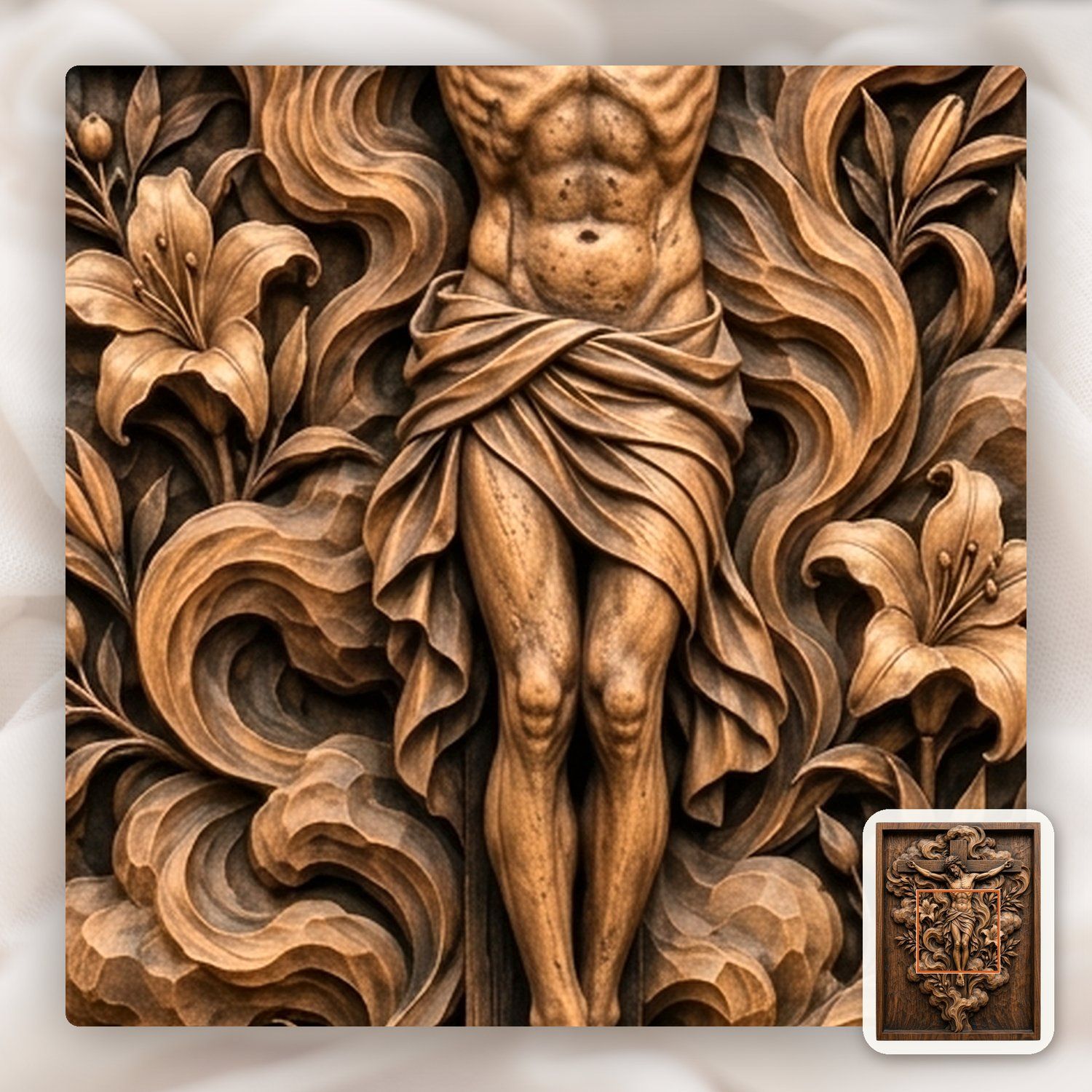 Jesus Christ Crucifixion Scene CNC Relief STL bas-relief STL — view 10