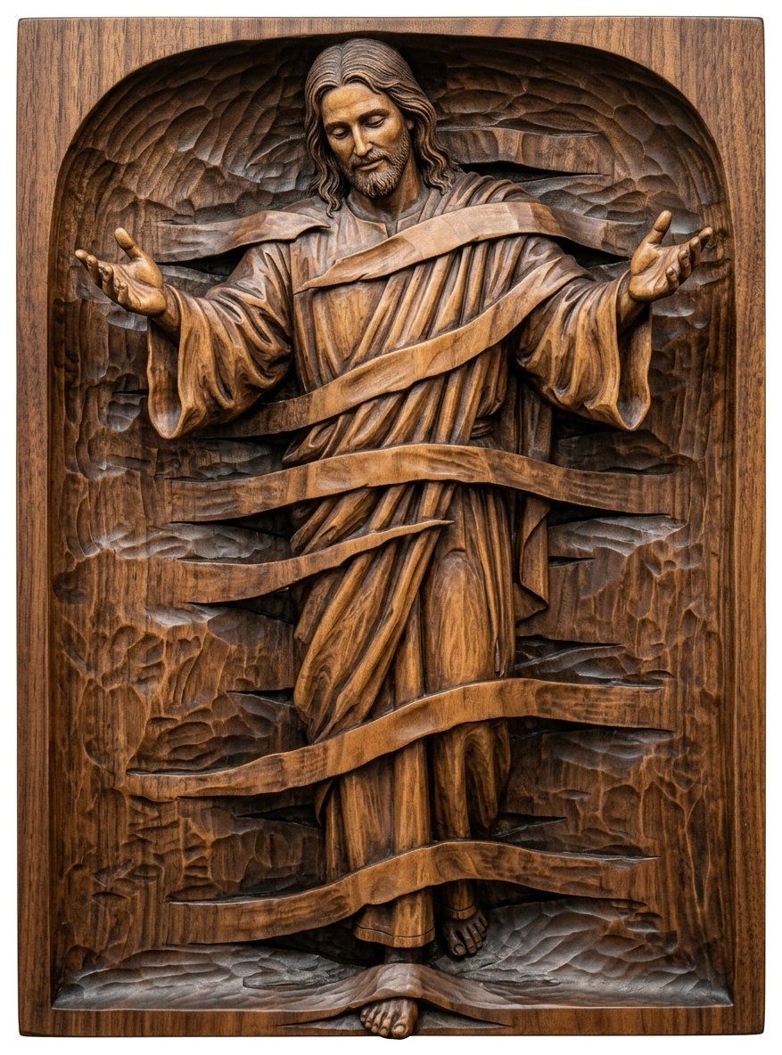 Jesus Christ Divine Mercy CNC Relief STL bas-relief STL — view 4
