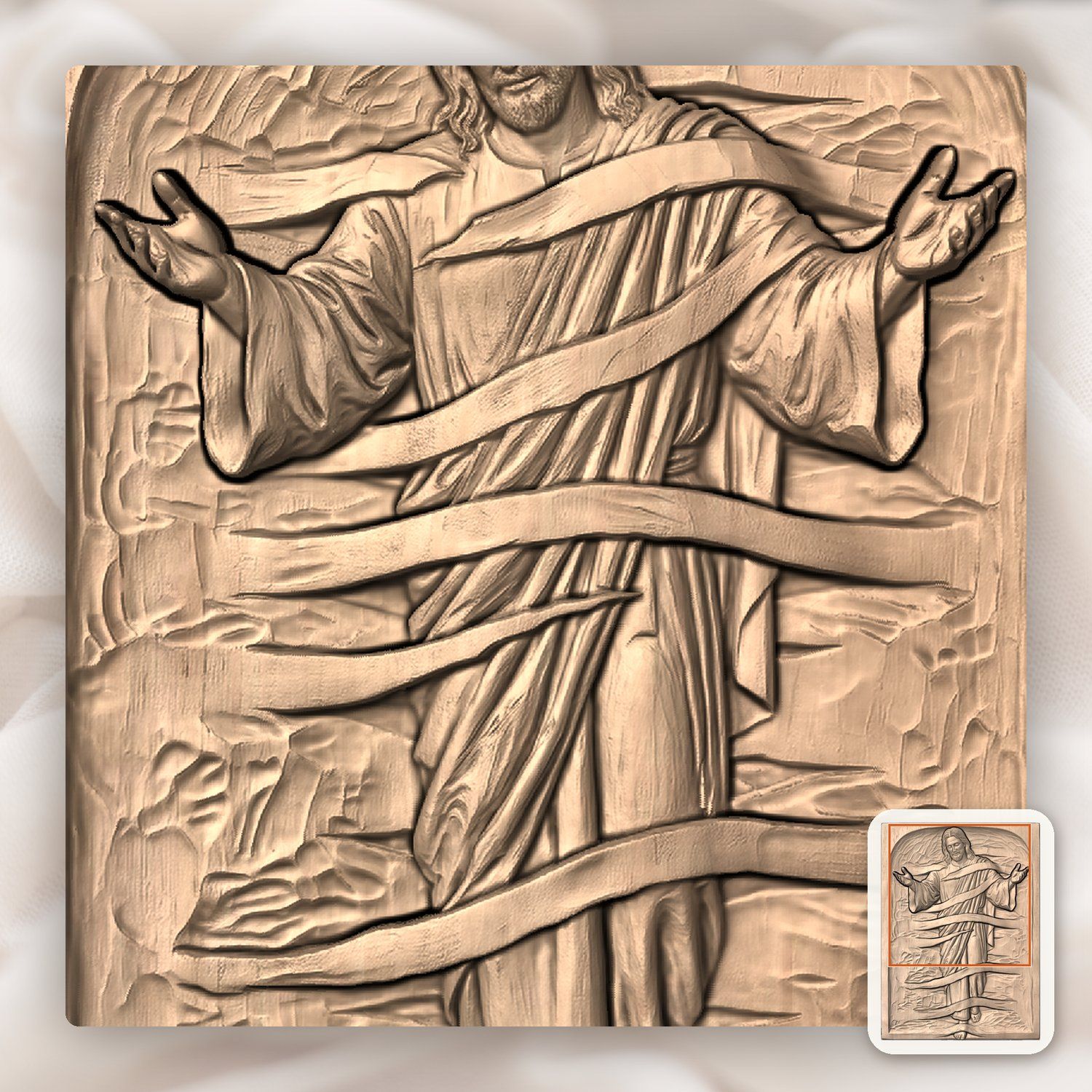Jesus Christ Divine Mercy CNC Relief STL bas-relief STL — view 8
