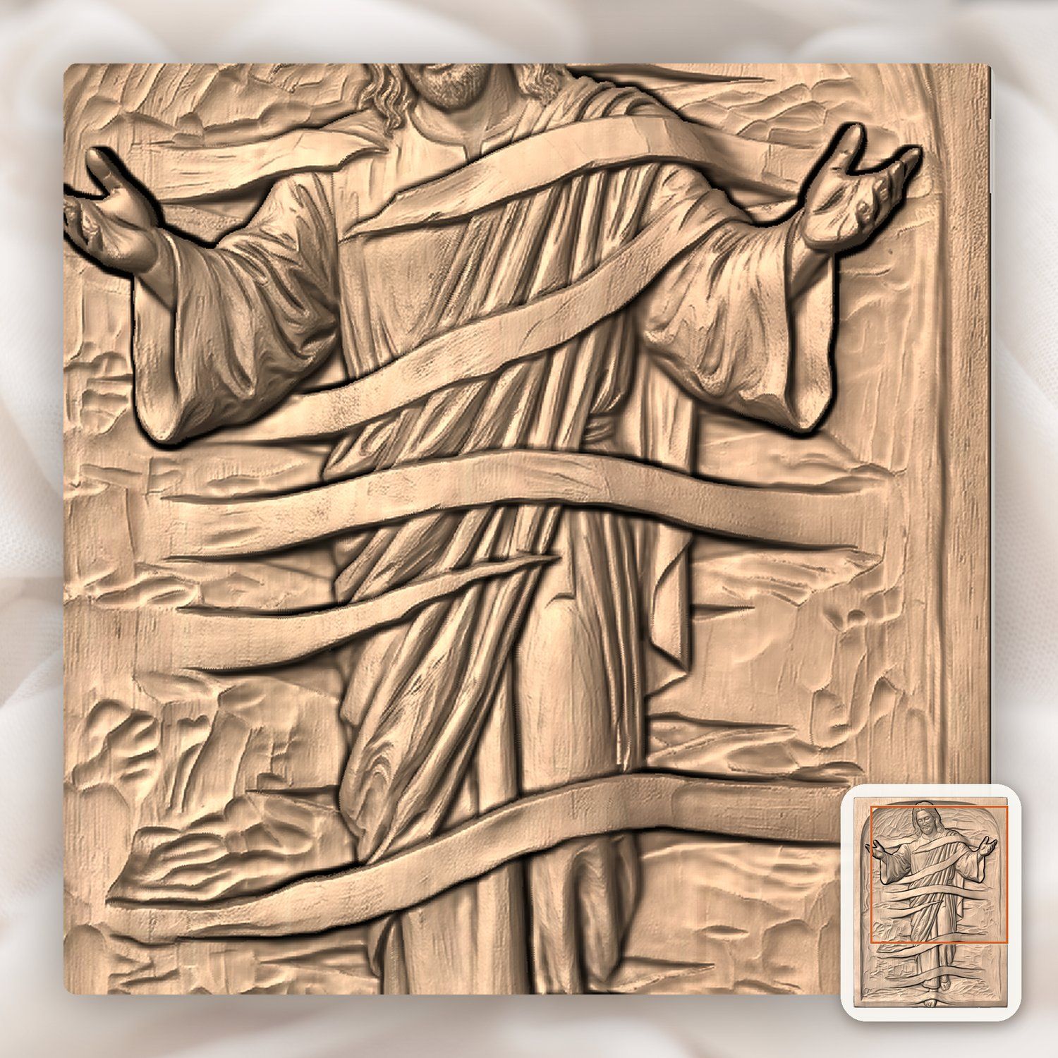 Jesus Christ Divine Mercy CNC Relief STL bas-relief STL — view 10