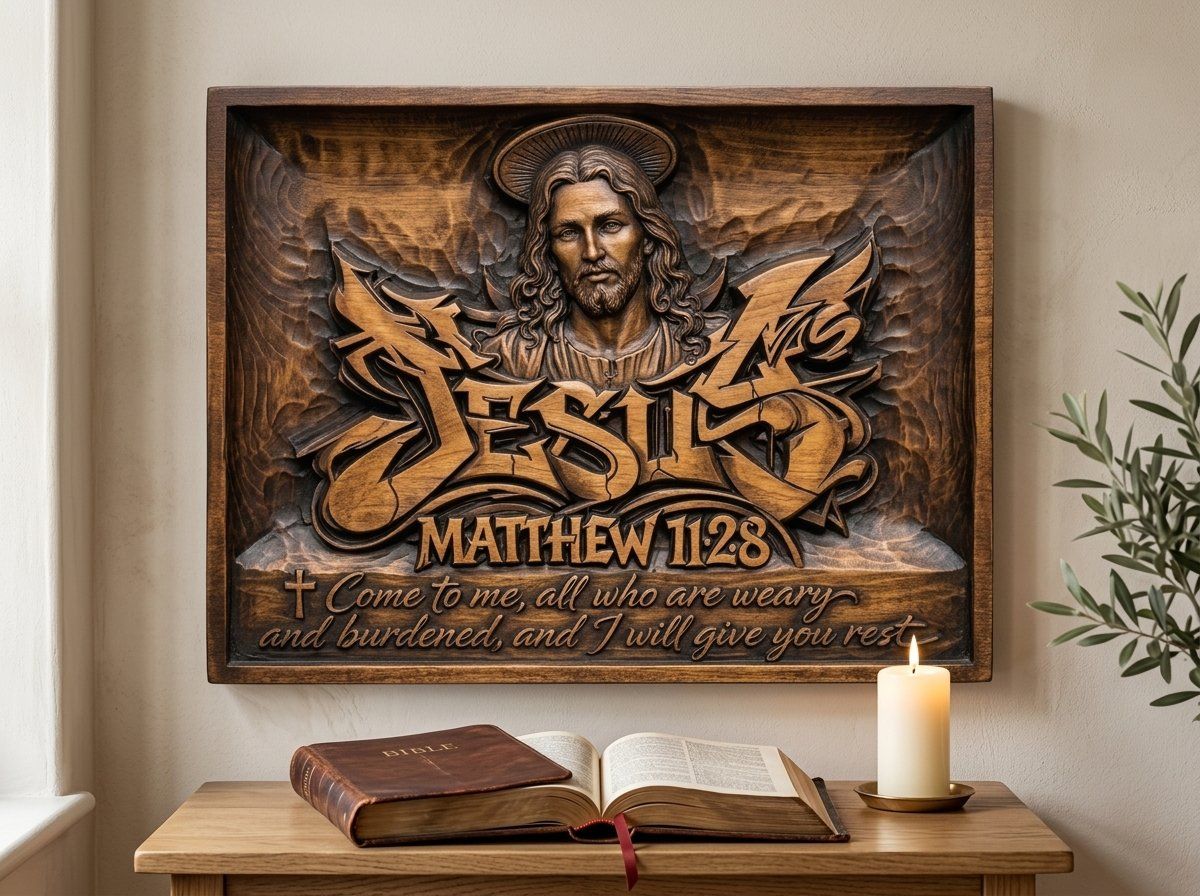 Jesus Christ Matthew 11:28 CNC Relief STL bas-relief STL — view 13