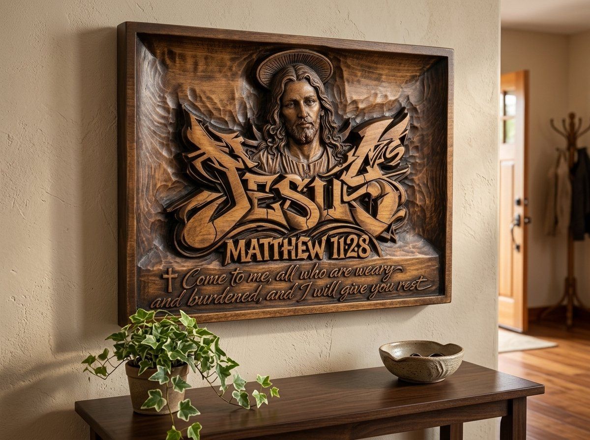 Jesus Christ Matthew 11:28 CNC Relief STL bas-relief STL — view 14