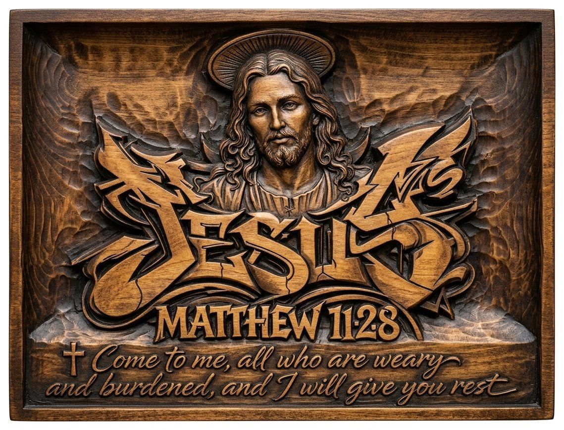 Jesus Christ Matthew 11:28 CNC Relief STL bas-relief STL — view 4