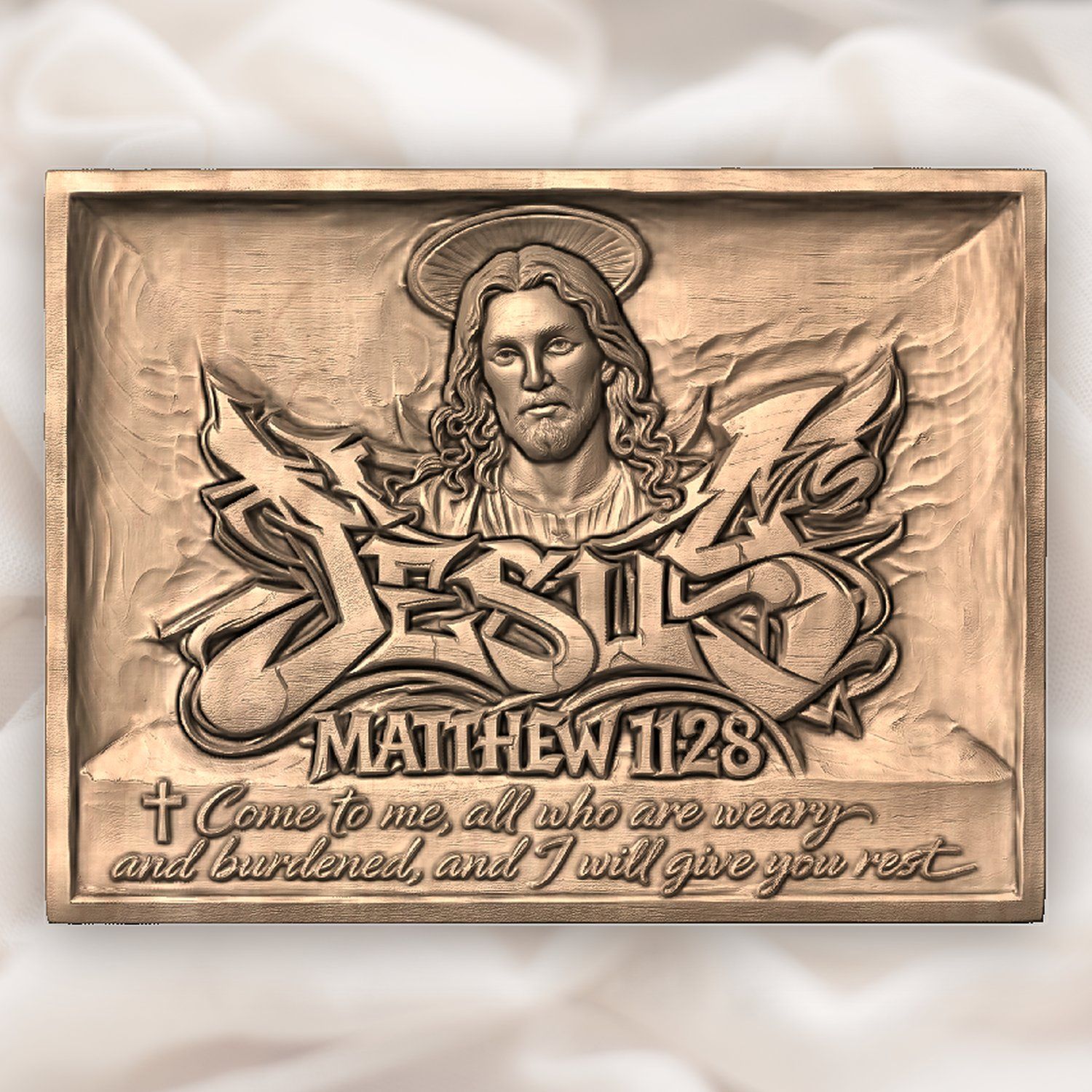 Jesus Christ Matthew 11:28 CNC Relief STL bas-relief STL — view 5