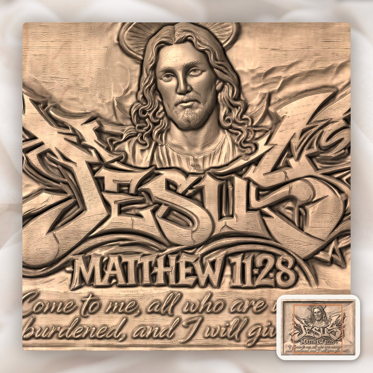 Jesus Christ Matthew 11:28 CNC Relief STL bas-relief STL — view 7