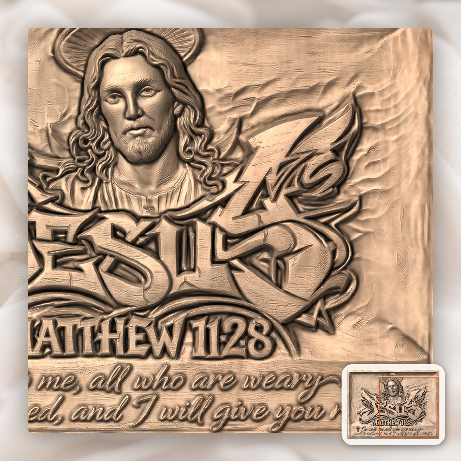 Jesus Christ Matthew 11:28 CNC Relief STL bas-relief STL — view 9