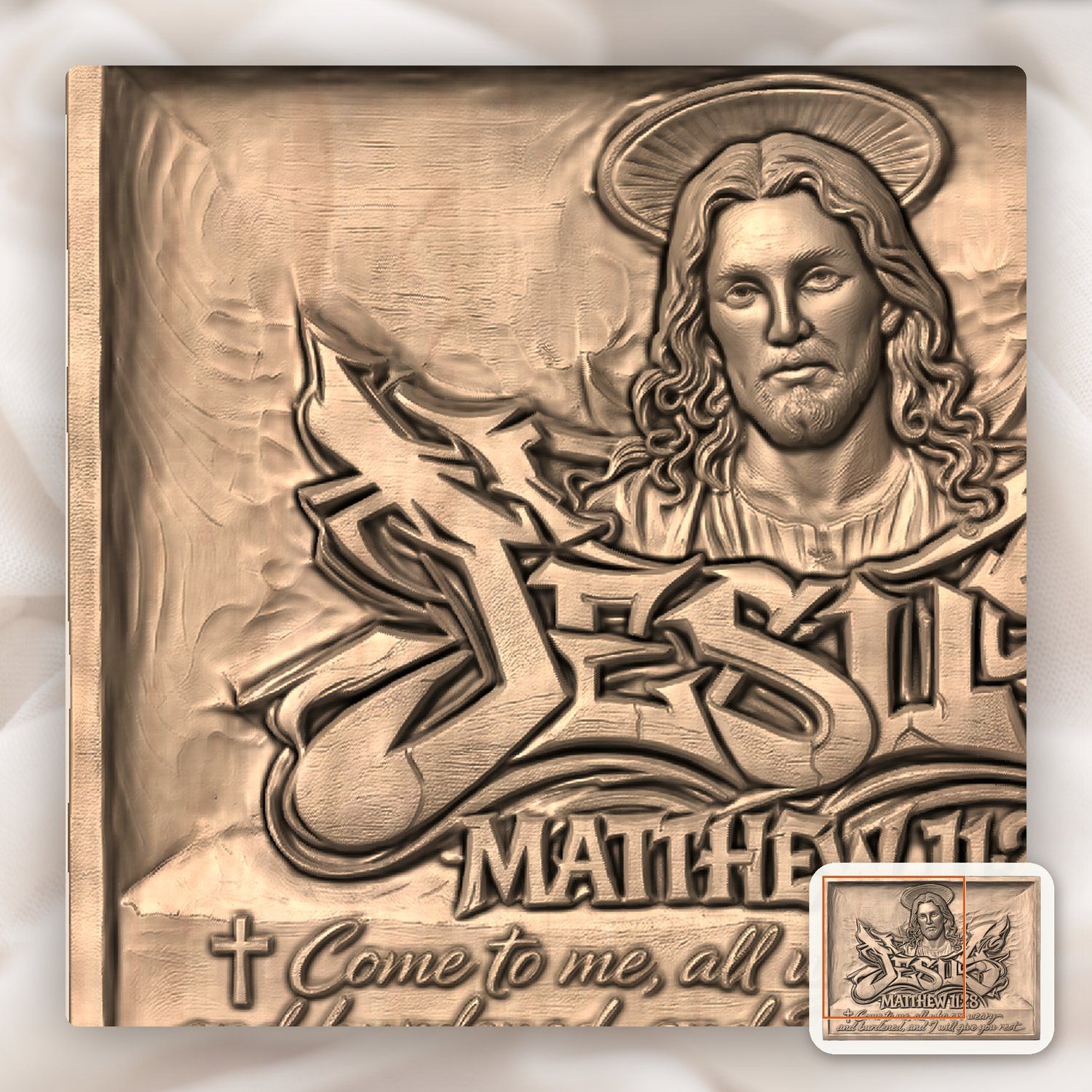 Jesus Christ Matthew 11:28 CNC Relief STL bas-relief STL — view 10