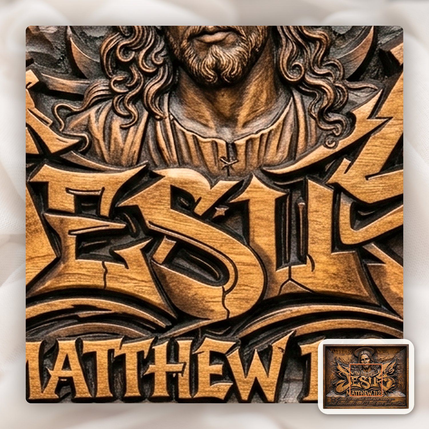 Jesus Christ Matthew 11:28 CNC Relief STL bas-relief STL — view 11