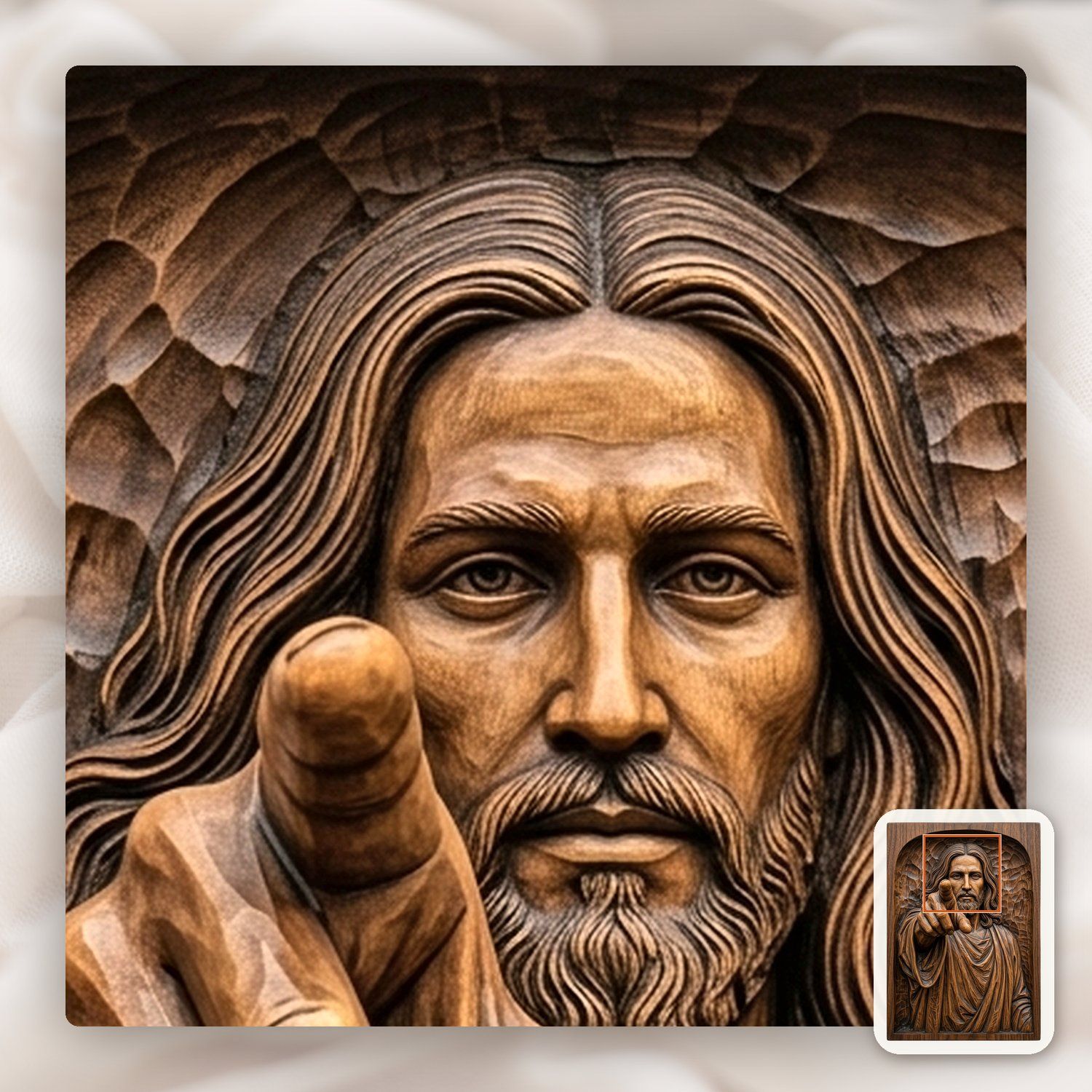 Jesus Christ Pointing CNC Relief STL bas-relief STL — view 12