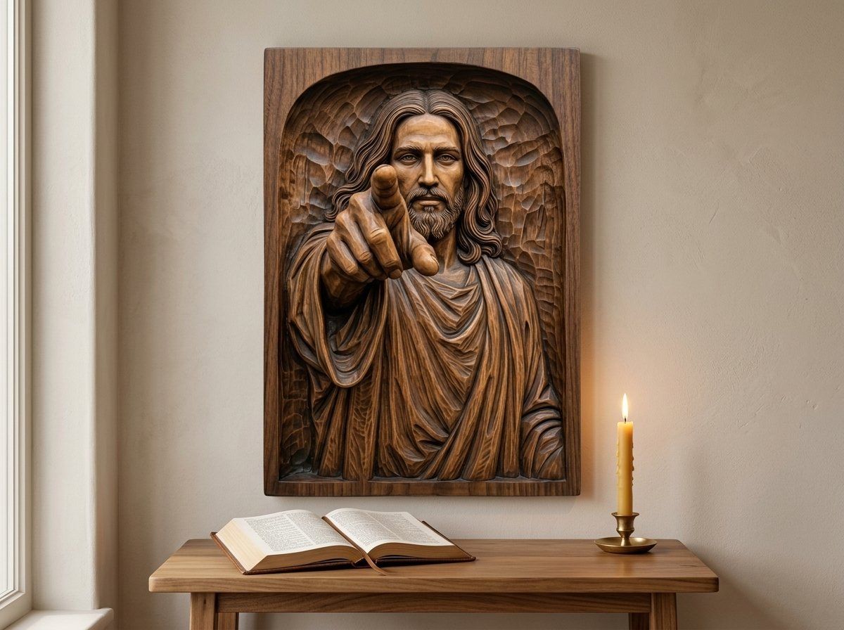 Jesus Christ Pointing CNC Relief STL bas-relief STL — view 13