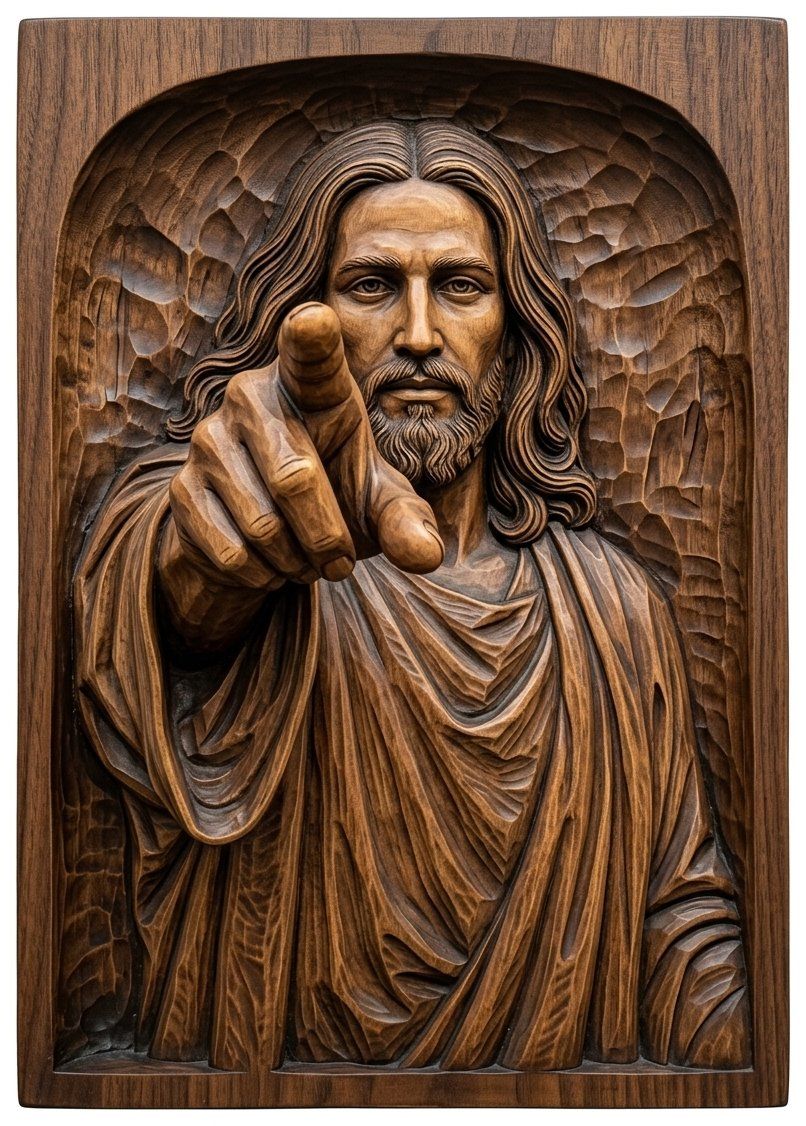 Jesus Christ Pointing CNC Relief STL bas-relief STL — view 4