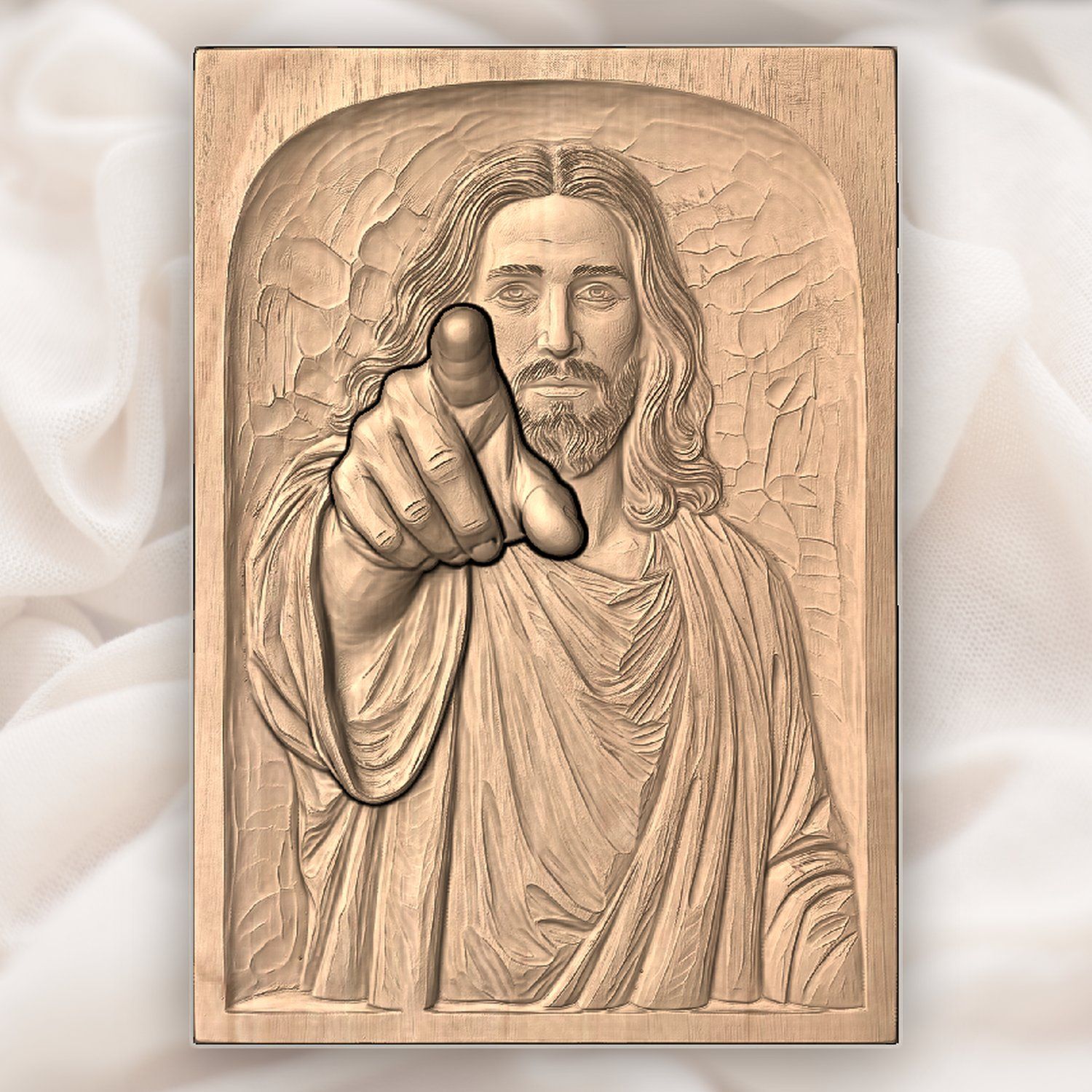 Jesus Christ Pointing CNC Relief STL bas-relief STL — view 5