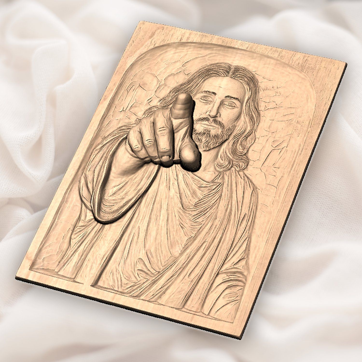 Jesus Christ Pointing CNC Relief STL bas-relief STL — view 6