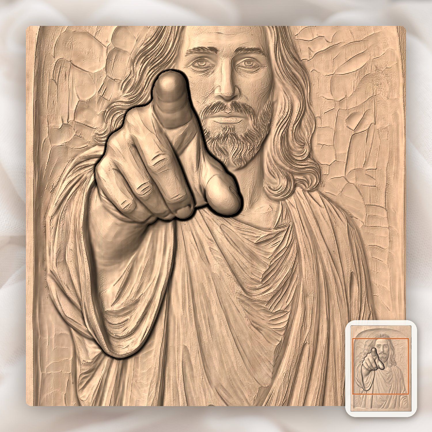 Jesus Christ Pointing CNC Relief STL bas-relief STL — view 7