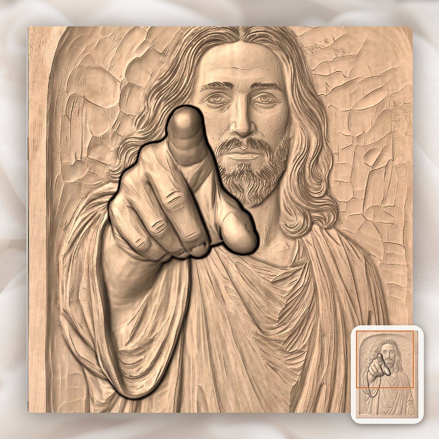 Jesus Christ Pointing CNC Relief STL bas-relief STL — view 8