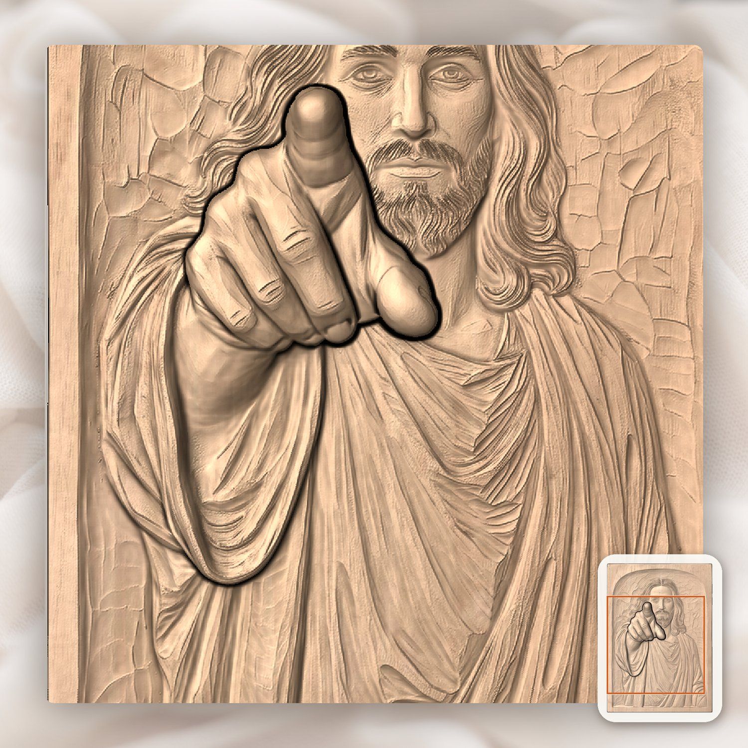 Jesus Christ Pointing CNC Relief STL bas-relief STL — view 9
