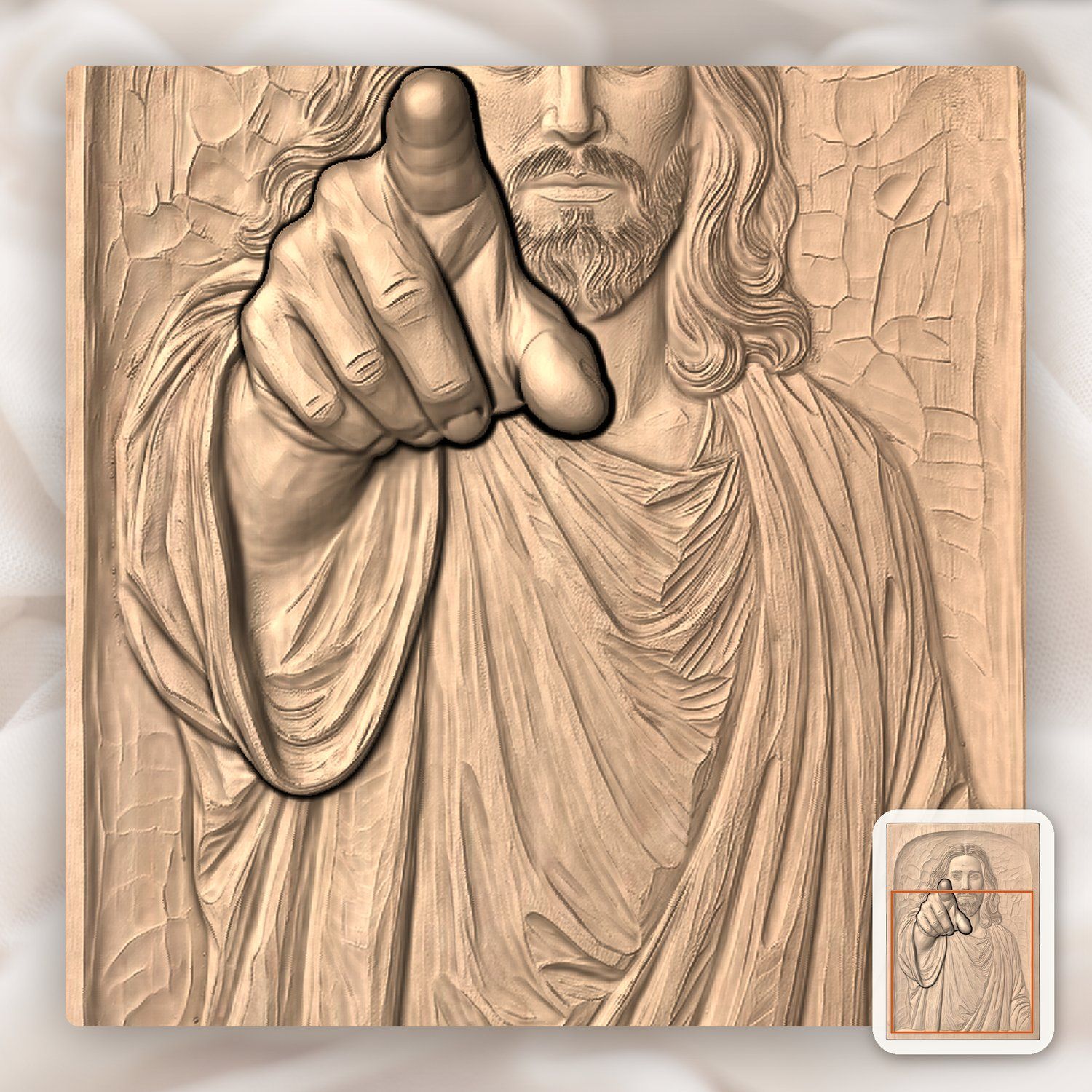 Jesus Christ Pointing CNC Relief STL bas-relief STL — view 10