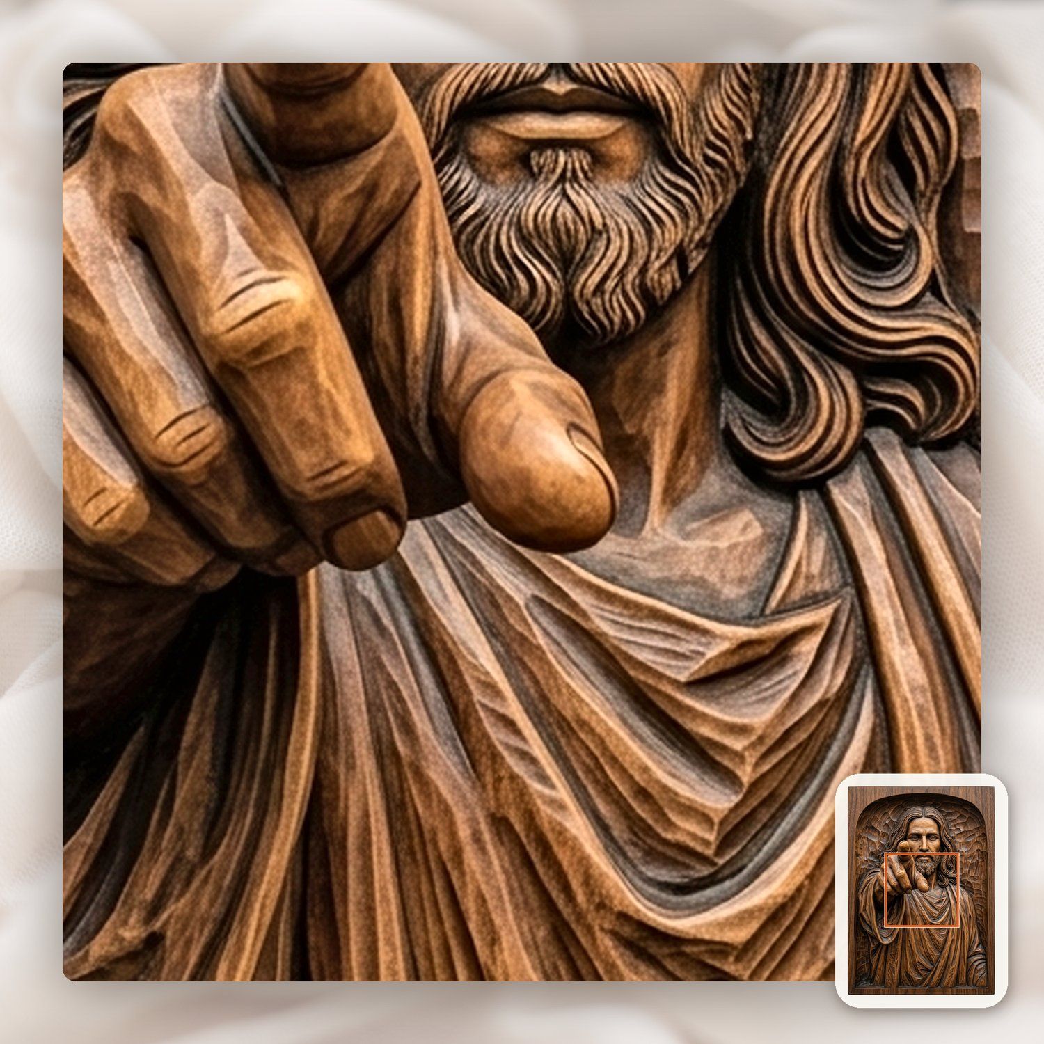 Jesus Christ Pointing CNC Relief STL bas-relief STL — view 11