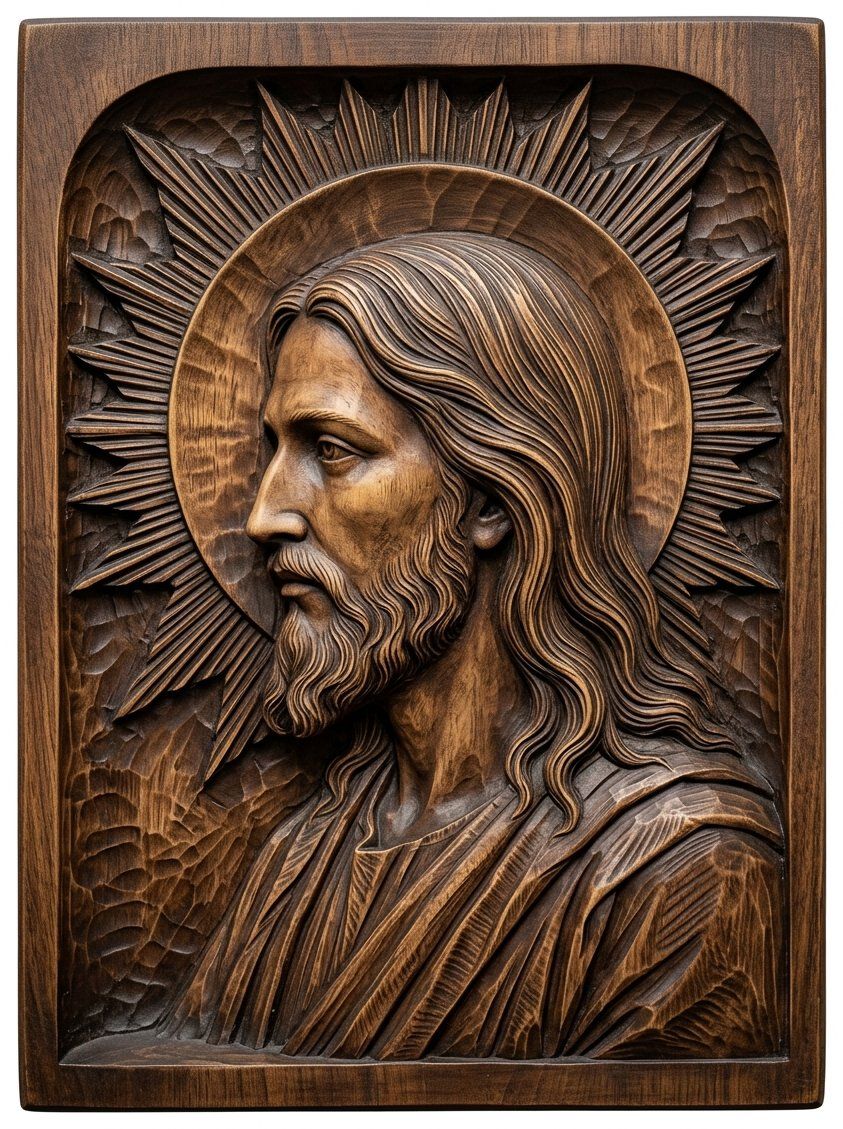 Jesus Christ Radiant Halo Wall Panel CNC Relief STL bas-relief STL — view 13