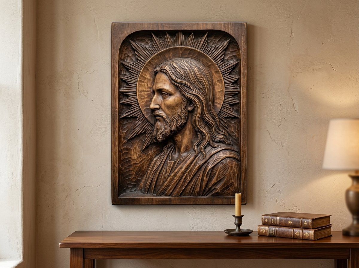 Jesus Christ Radiant Halo Wall Panel CNC Relief STL bas-relief STL — view 14