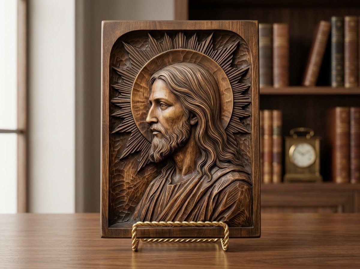 Jesus Christ Radiant Halo Wall Panel CNC Relief STL bas-relief STL — view 15