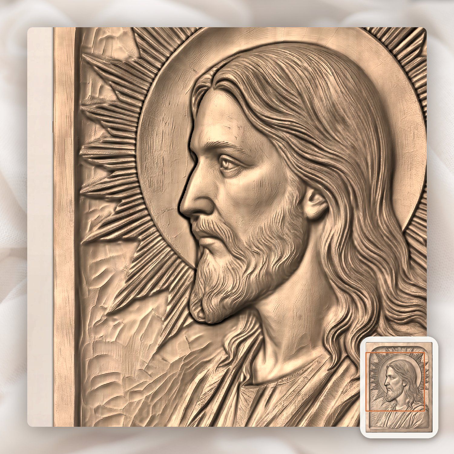 Jesus Christ Radiant Halo Wall Panel CNC Relief STL bas-relief STL — view 7