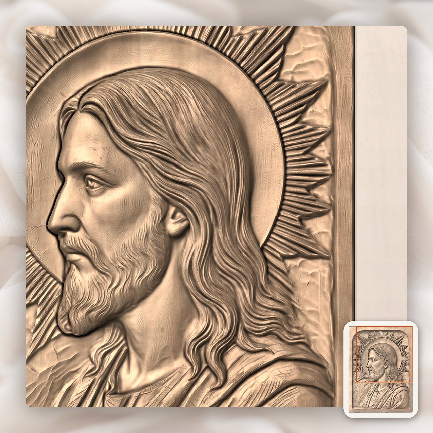 Jesus Christ Radiant Halo Wall Panel CNC Relief STL bas-relief STL — view 8