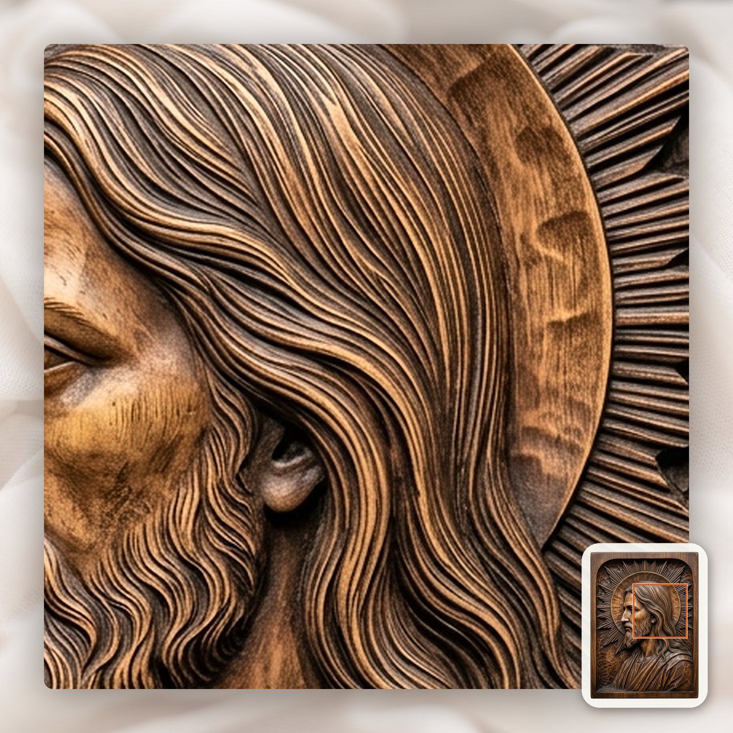 Jesus Christ Radiant Halo Wall Panel CNC Relief STL bas-relief STL — view 10