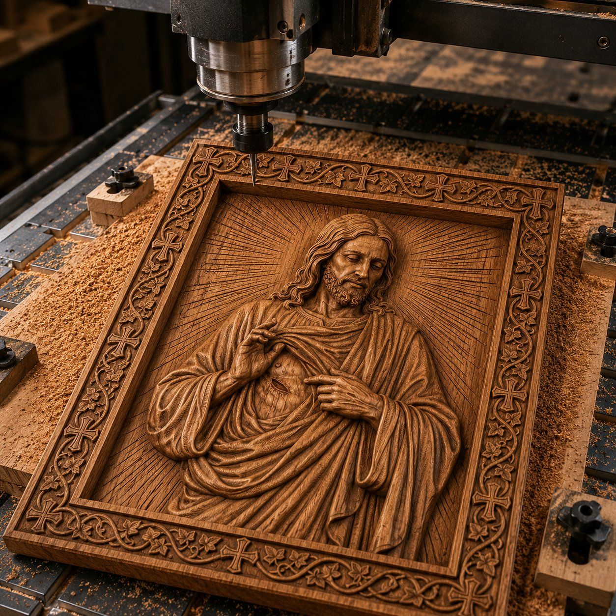 Jesus Christ Radiant Light Corner Applique bas-relief STL — view 8