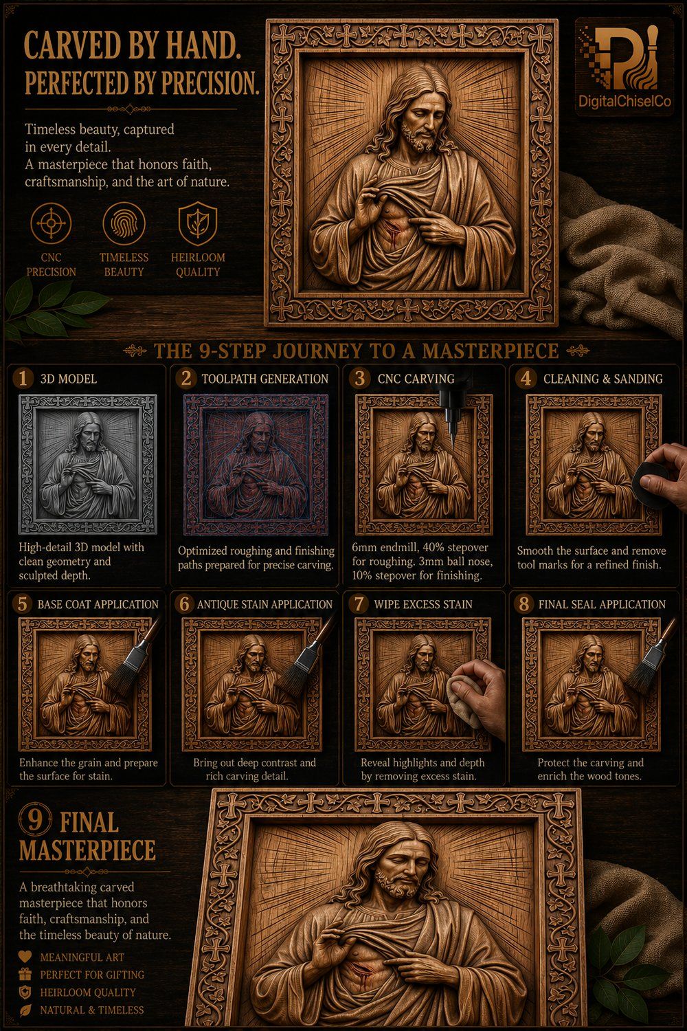Jesus Christ Radiant Light Corner Applique bas-relief STL — view 9