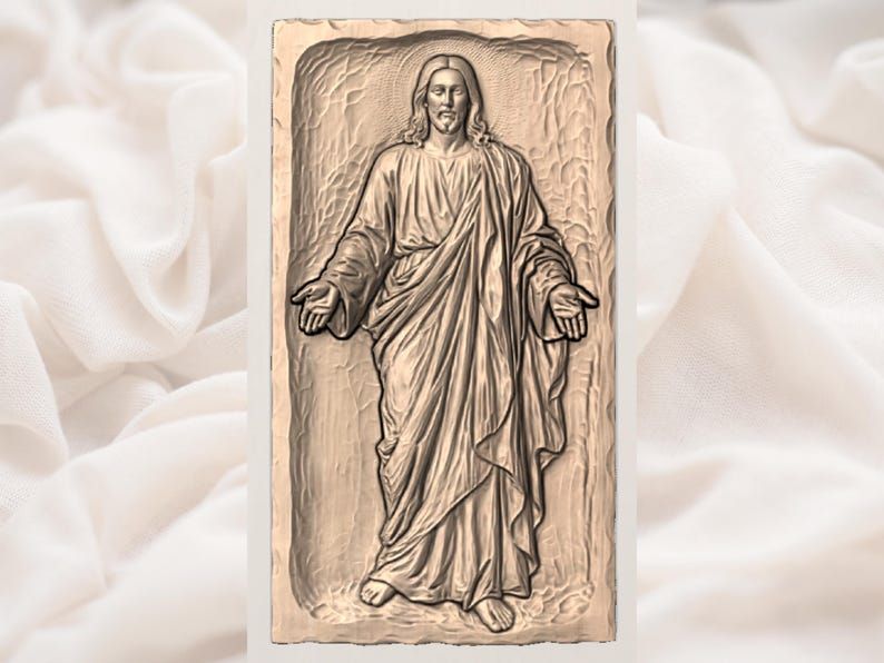 Open Arms Jesus Bas-Relief STL for CNC and 3D Printing bas-relief STL — view 3