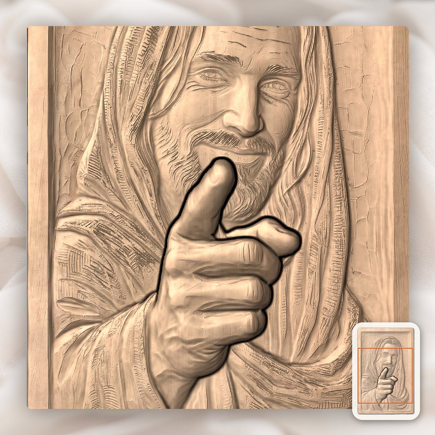 Jesus Christ Smiling CNC Relief STL bas-relief STL — view 7