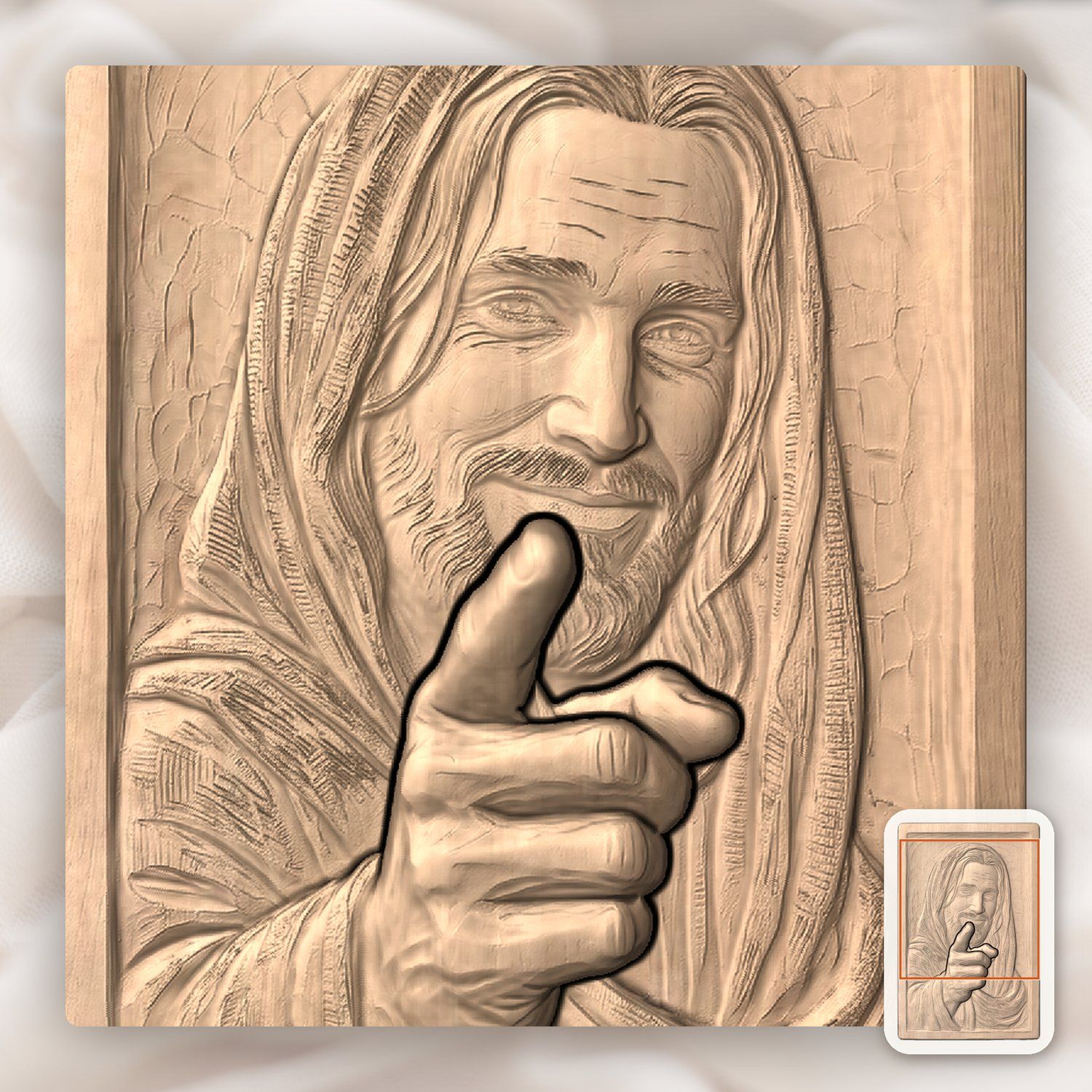 Jesus Christ Smiling CNC Relief STL bas-relief STL — view 8